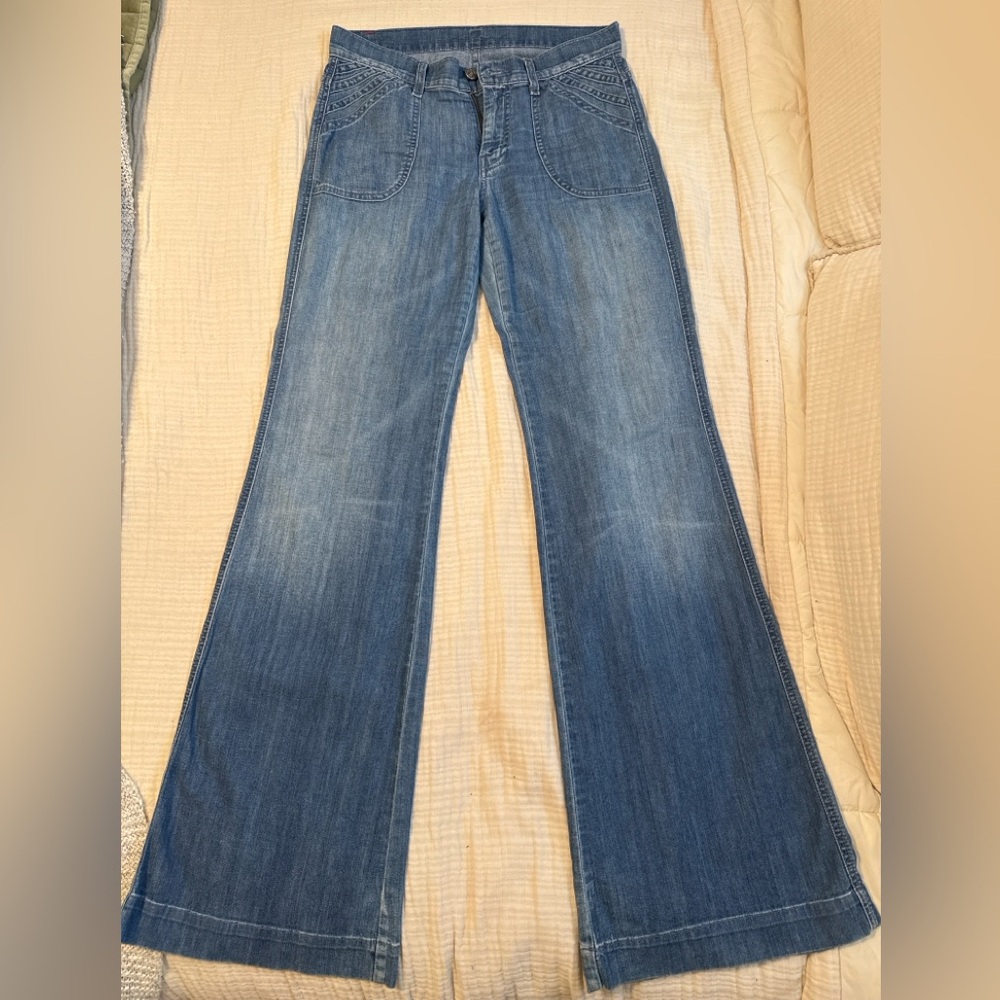 7 For All Mankind High Rise Trouser Flare Jeans Made In The USA Size 28